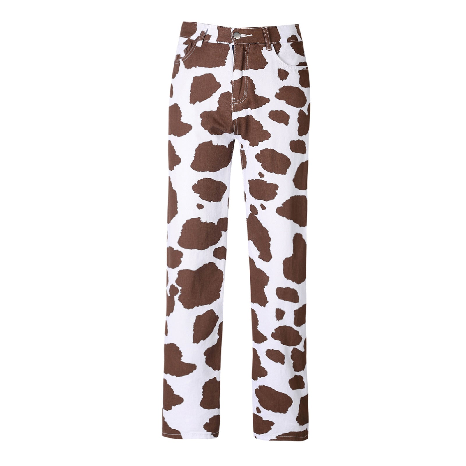 Valenzora | Women's Cow Print Straight Cut Trousers