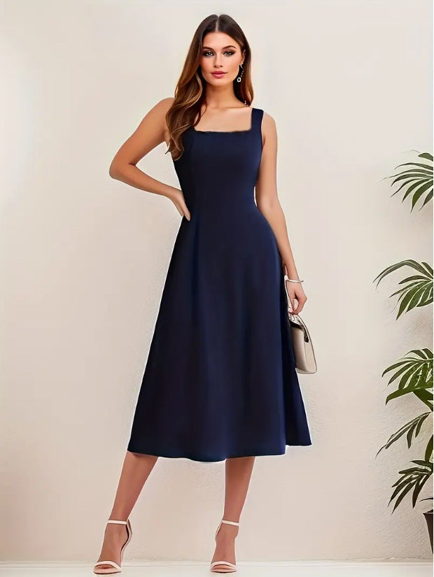 Valenzora | Elegantes Trägerkleid, dunkelblaue Farbe