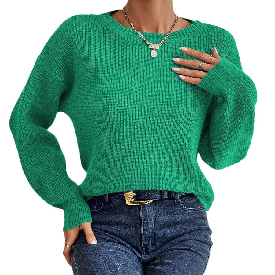 Damen Freizeit-Strickpullover mit entspannter Passform und eleganten Rippdetails, Größe [size]