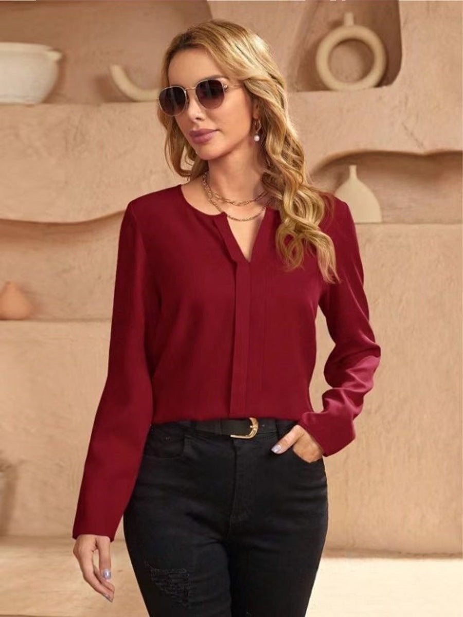 Valenzora | Women's Satin Blouse Imitation Silk Shirt