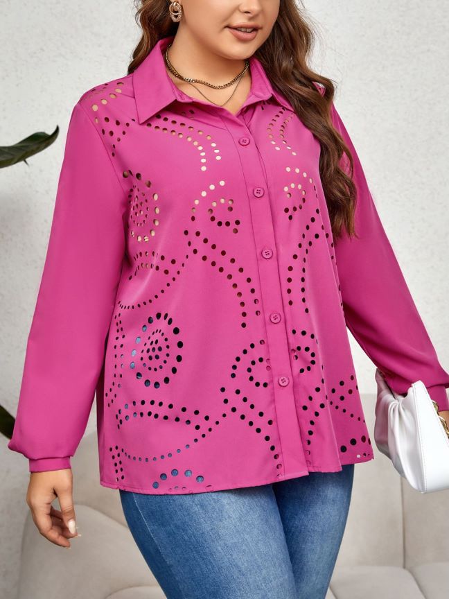 Women's blouse with unique openwork pattern and elegant details, size [size missing]