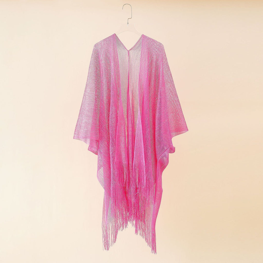 Women's fringed kimono in a transparent, airy fabric, size Valenzora