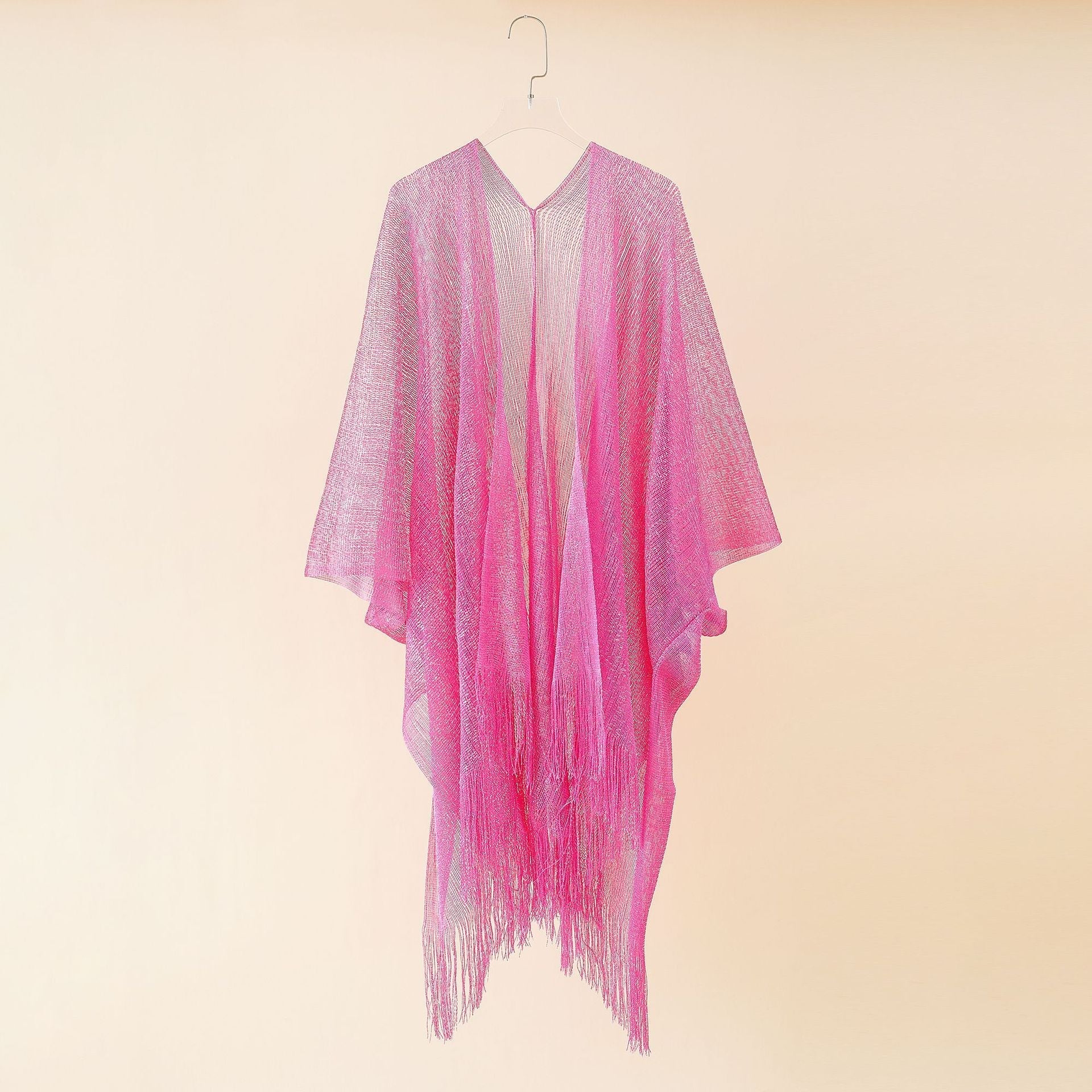 Women's fringed kimono in a transparent, airy fabric, size Valenzora