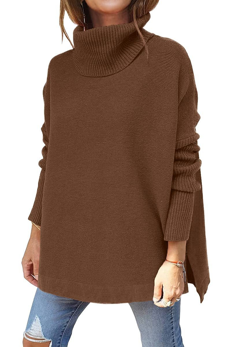 Women's oversized roll-neck sweater with a textured knit pattern and relaxed fit, size [size]