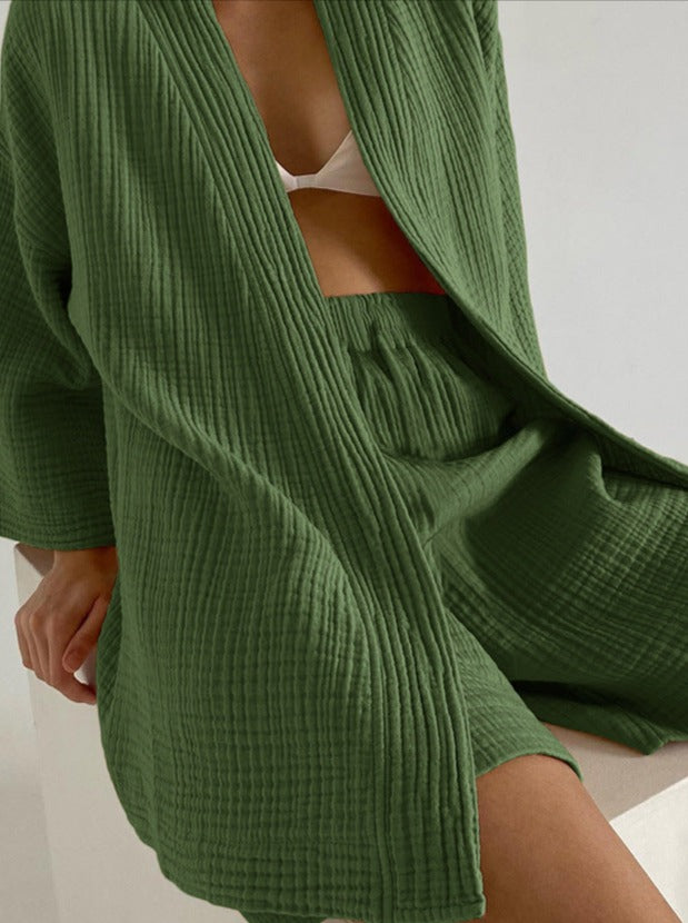 Valenzora Set for home: Loose-fitting cardigan and shorts