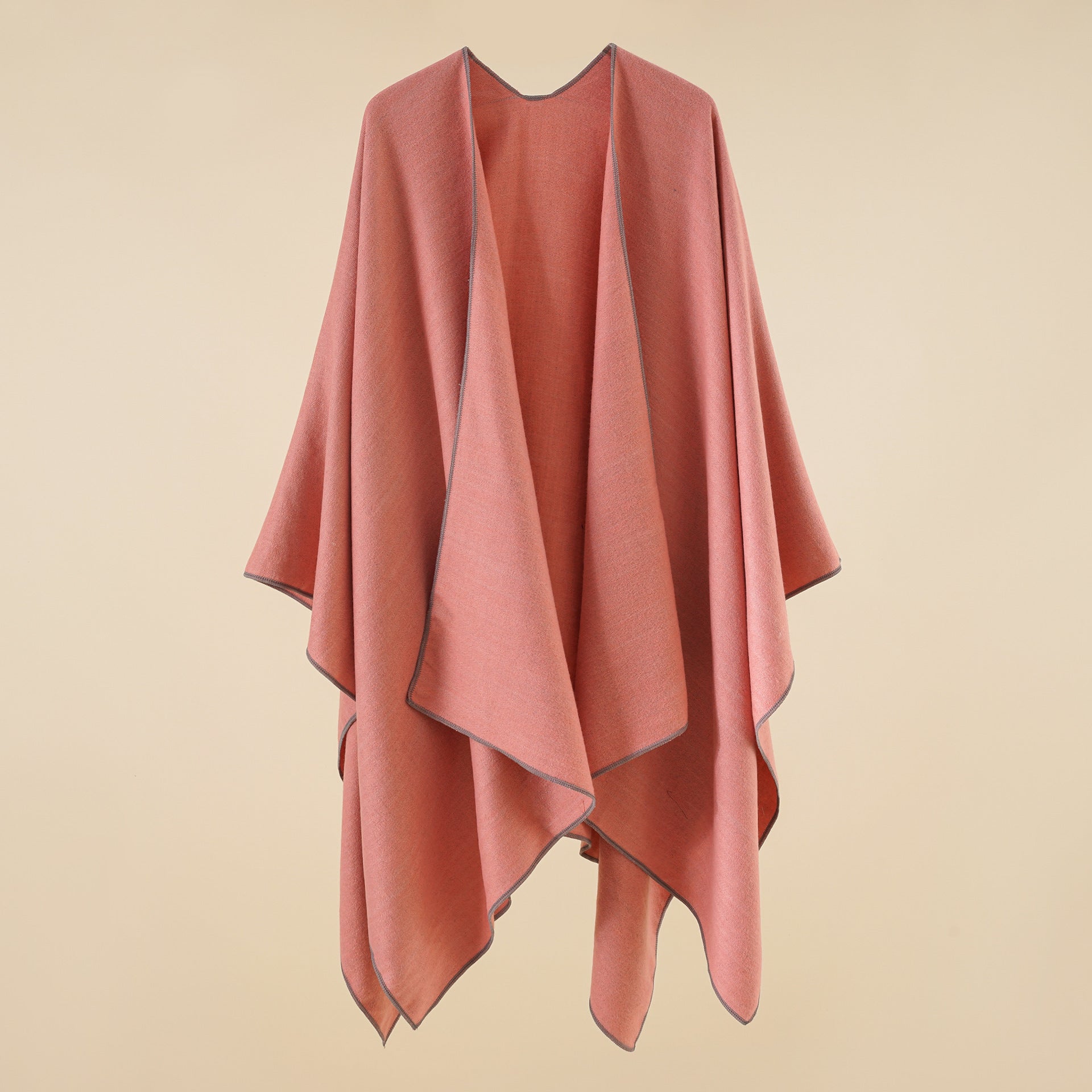 Women's Elegant Wrap Poncho in Soft Wool Blend, Size