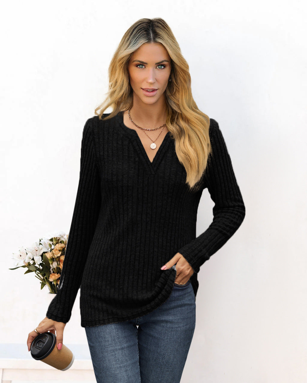 Women's striped sweater in a relaxed fit by Valenzora