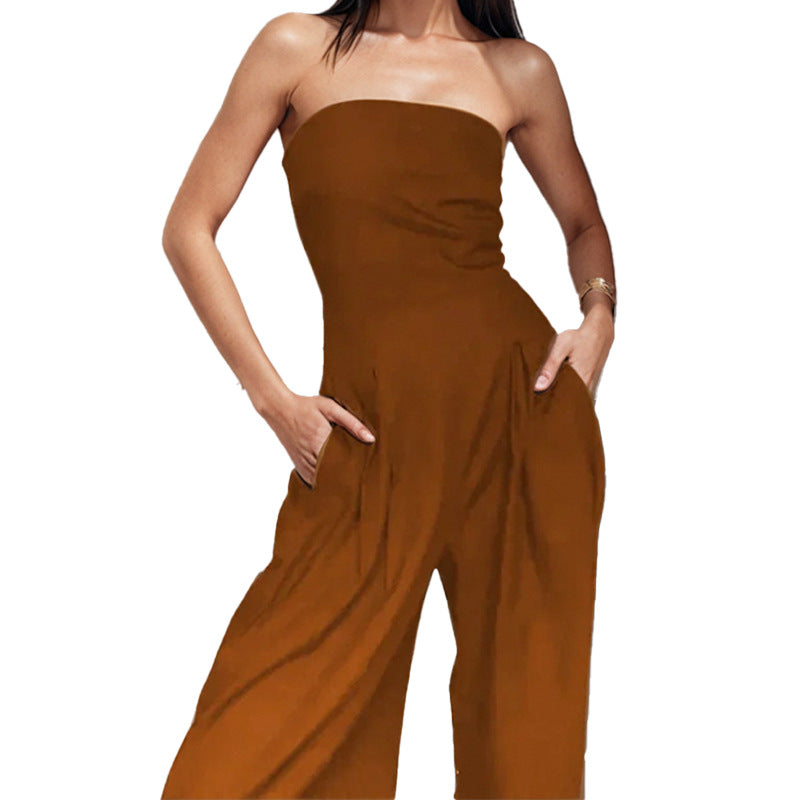 Women's high-quality jumpsuit with off-the-shoulder design and wide leg, size [size]