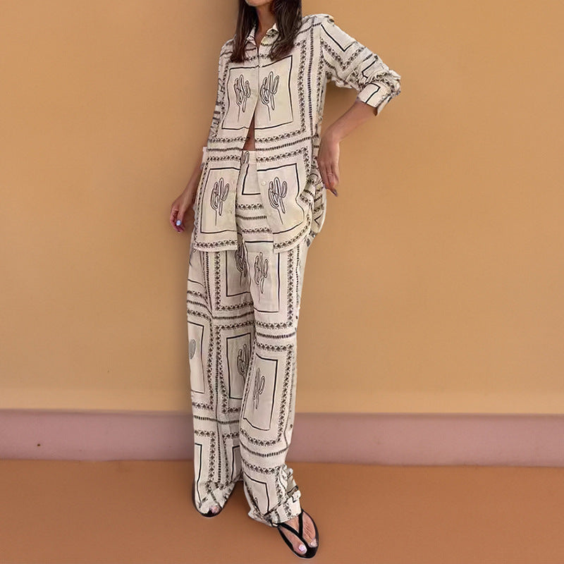 Women's elegant set consisting of a casual blouse and wide-leg trousers, size [size missing]