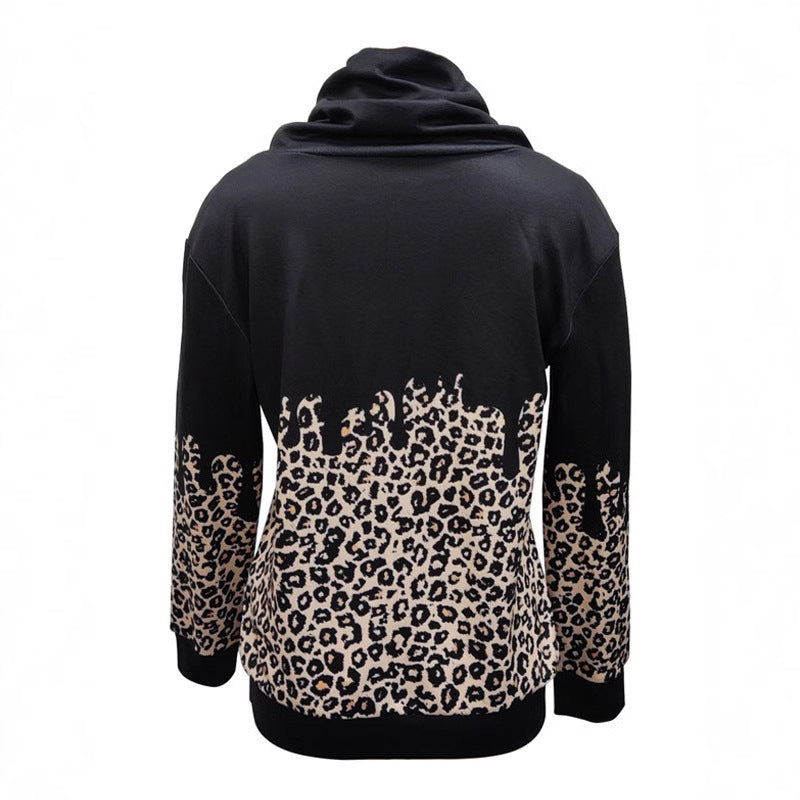 Women's hoodie with trendy animal print and relaxed fit, size
