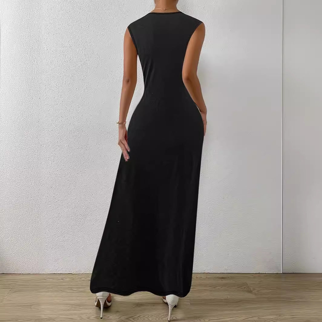 Women's elegant evening dress with chic pleats and figure-hugging cut, size [size missing]
