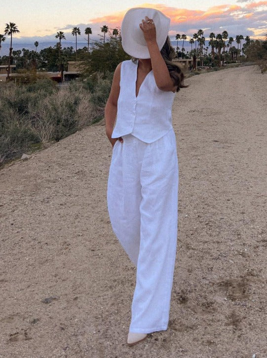 Valenzora | Two-piece sleeveless vest and trousers suit