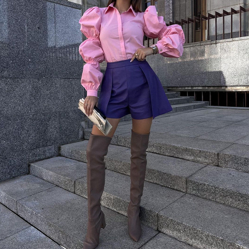 Damenbluse mit voluminösen Puffärmeln und elegantem Schnitt, Größe S