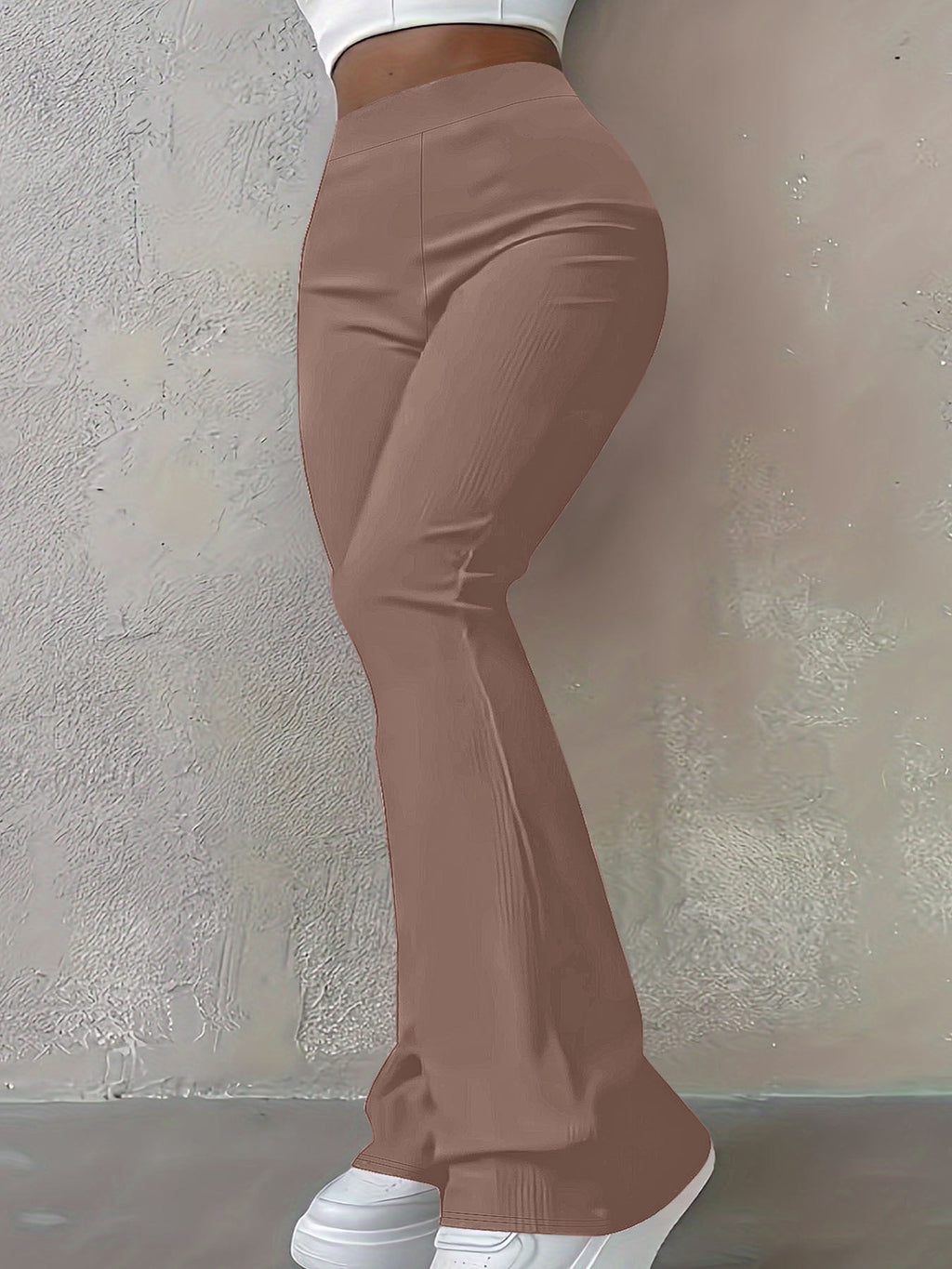 Damen-Bootcut-Hose mit hoher Taille und elastischem Bund, Größe