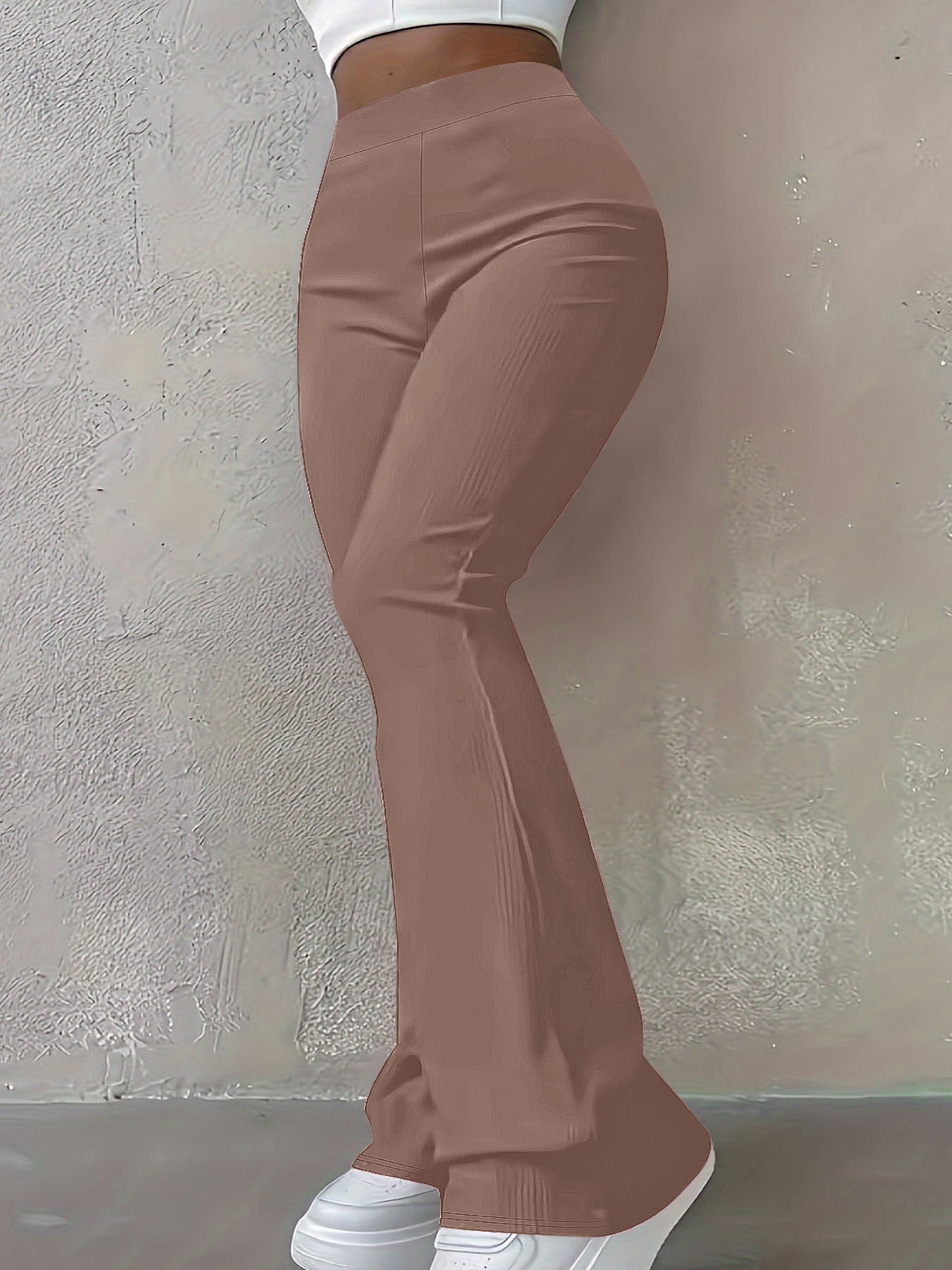 Damen-Bootcut-Hose mit hoher Taille und elastischem Bund, Größe