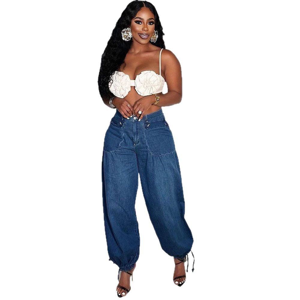 Valenzora | Pockets, lacing, balloon jeans