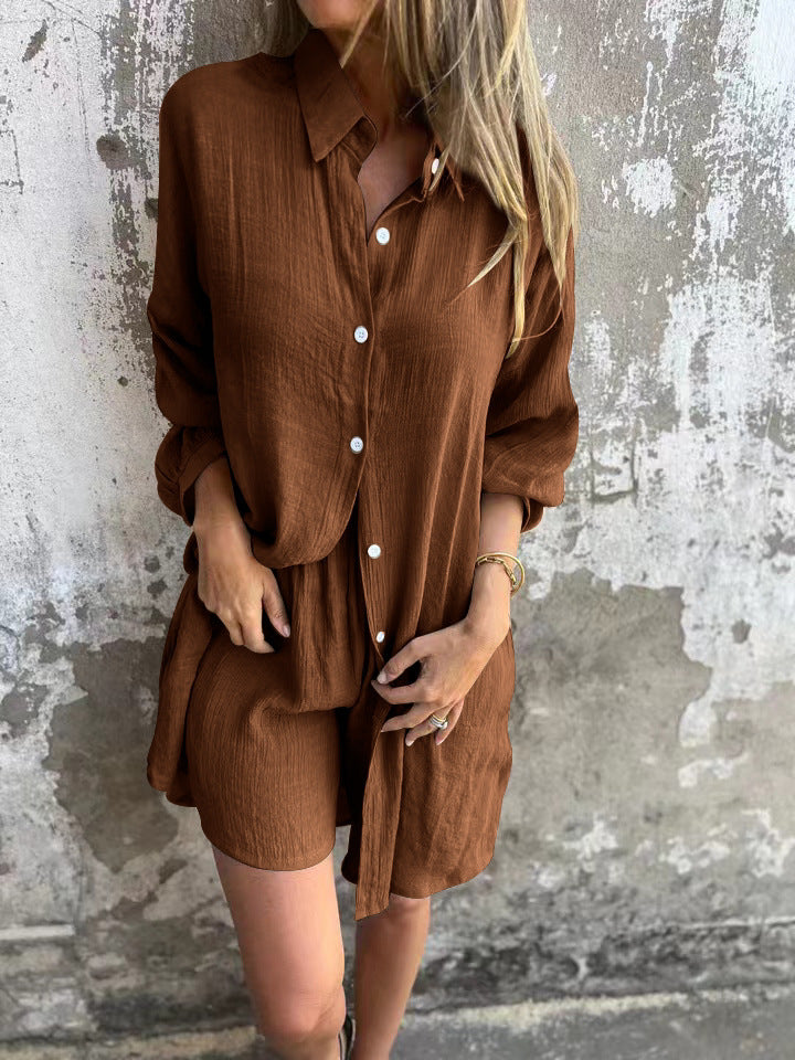 Lässiges Damen-Hemdkleid mit kurzen Ärmeln und praktischen Taschen, Größe S