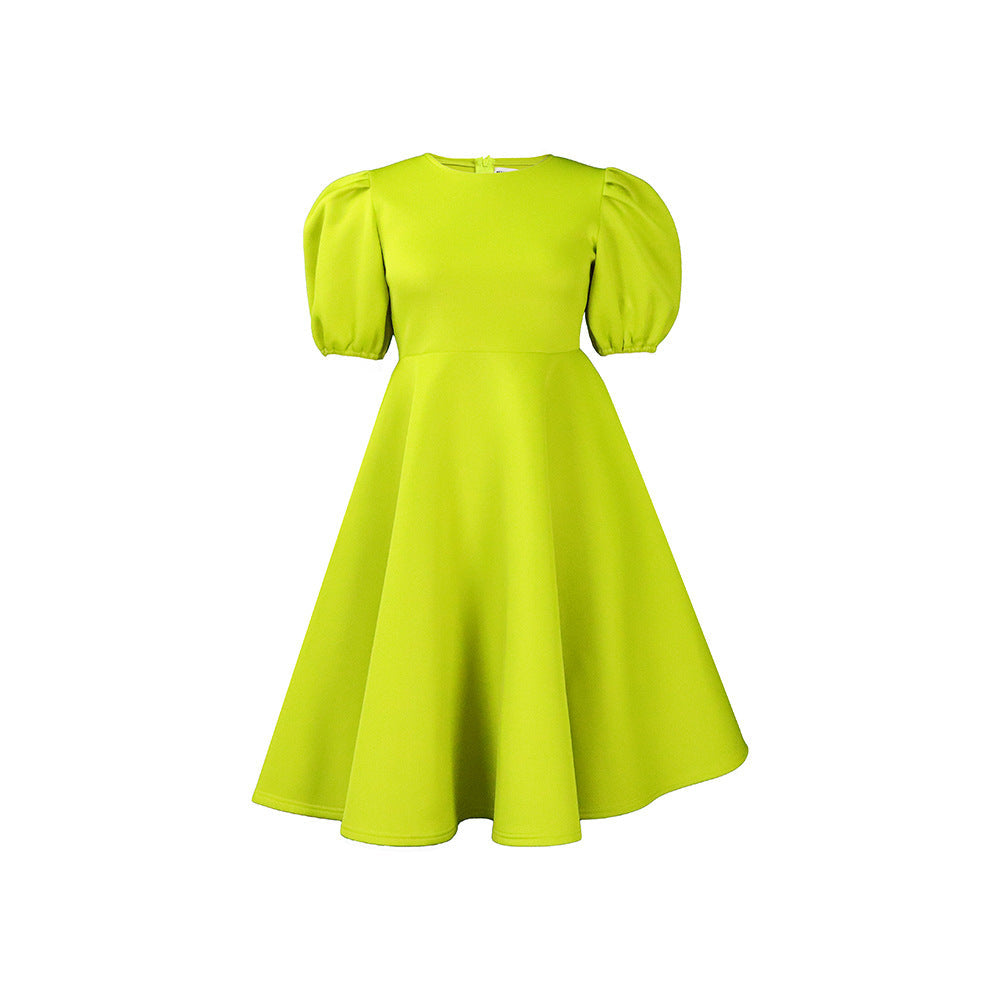 Valenzora | Elegant solid color off-the-shoulder A-line short-sleeved dress