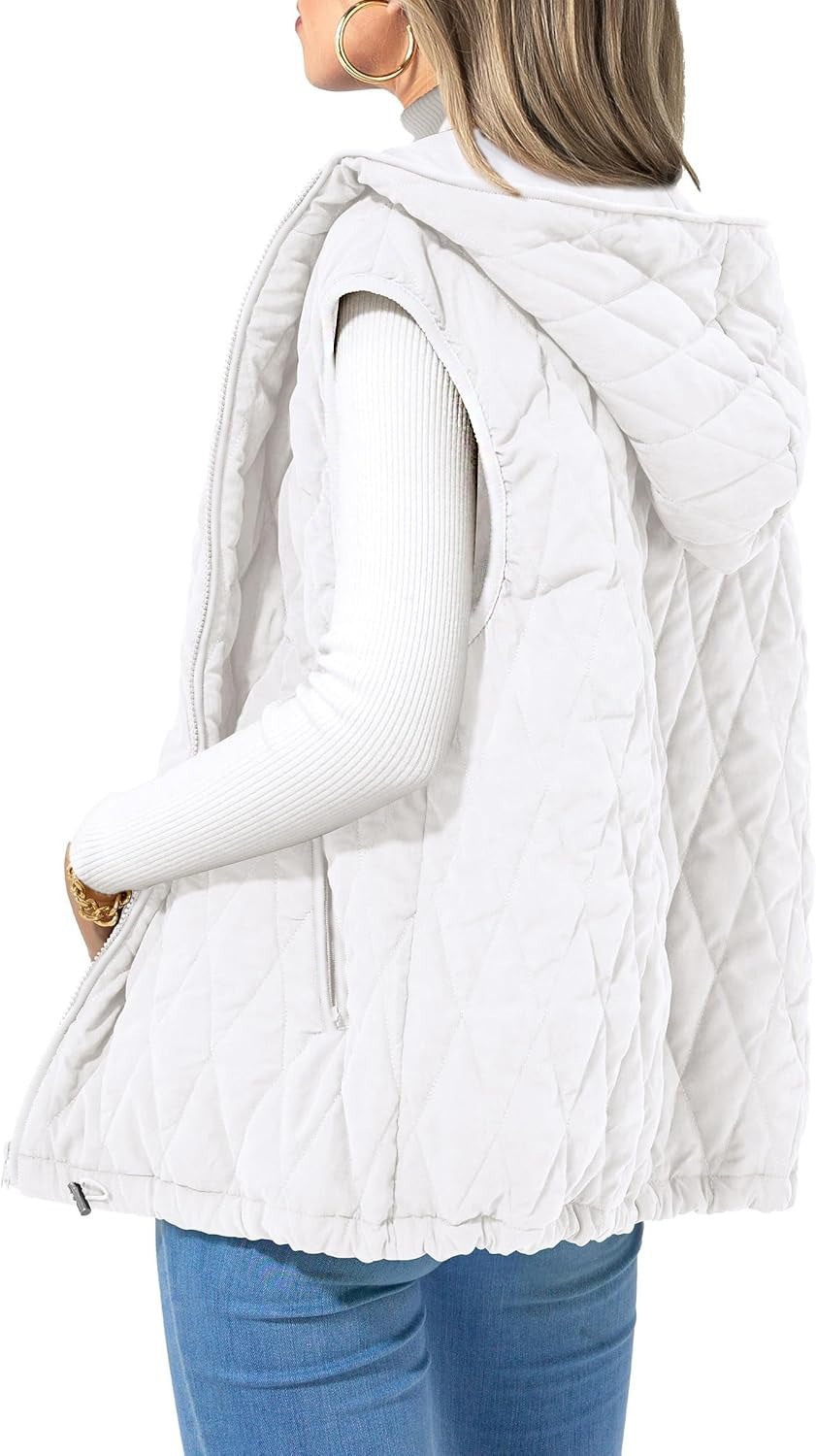 Women's quilted hoodie vest with practical pockets, size S