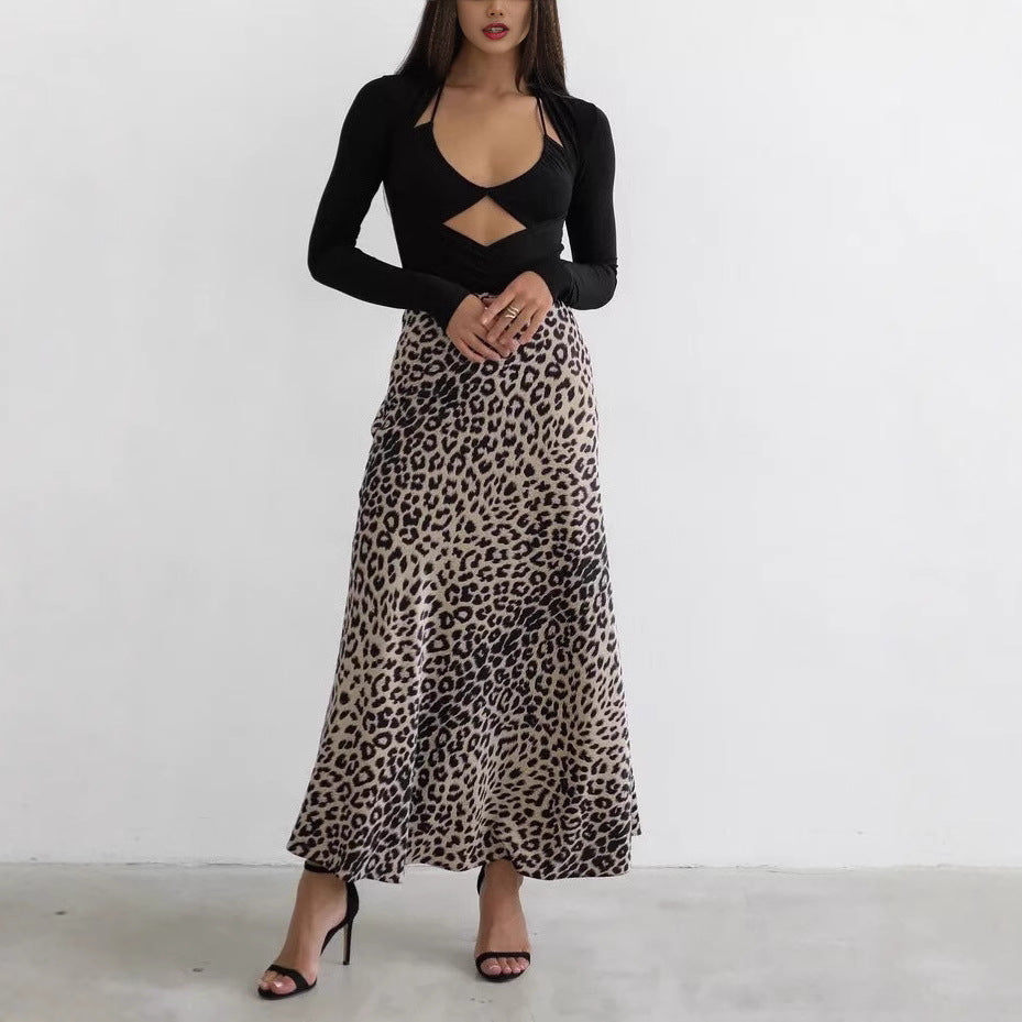Damen figurbetonter Maxirock mit Animal-Print und Gummibund, Größe [size missing]