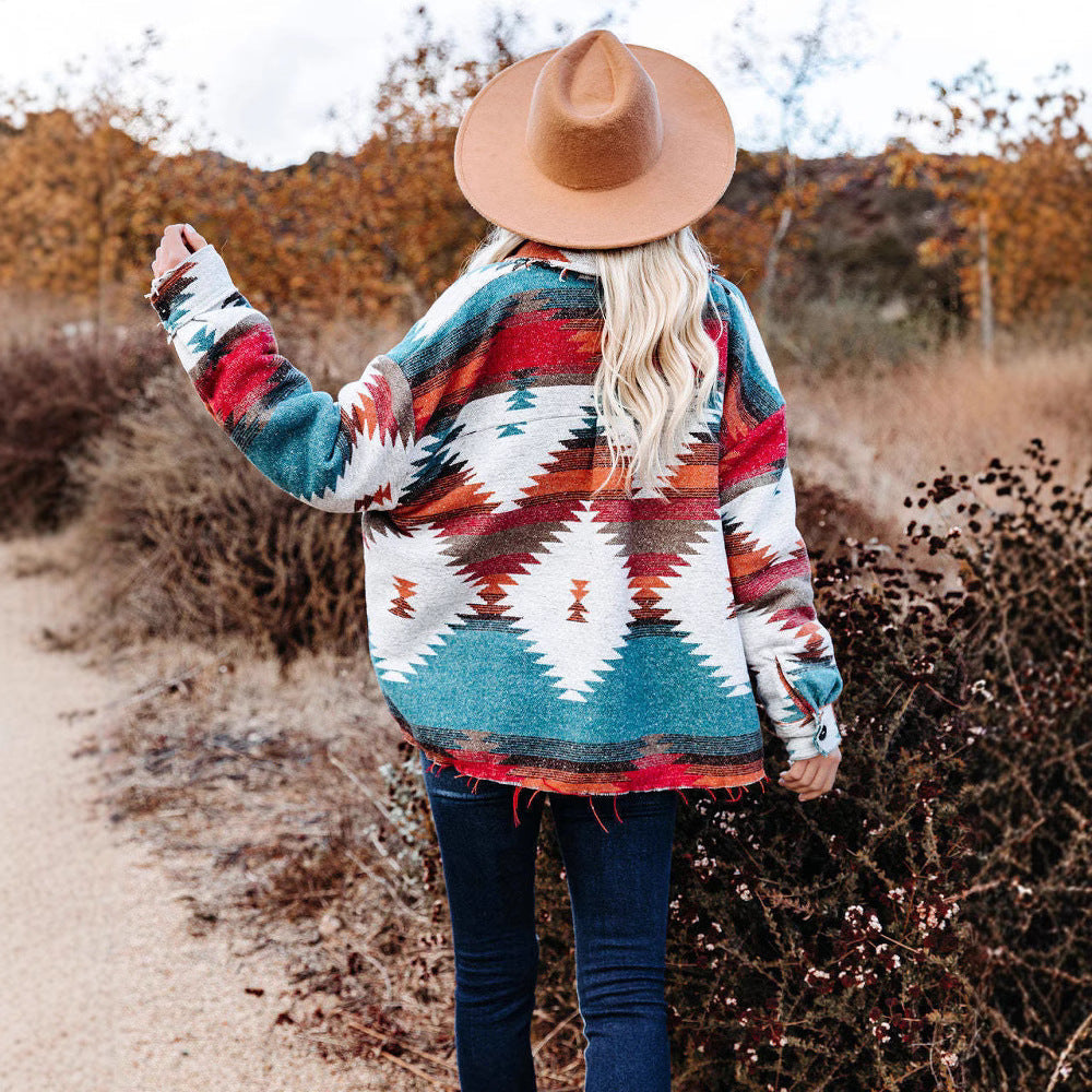 – Woven jacket with printed collar
