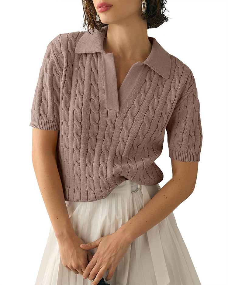 Valenzora | Pullover mit Polokragen und Zopfmuster