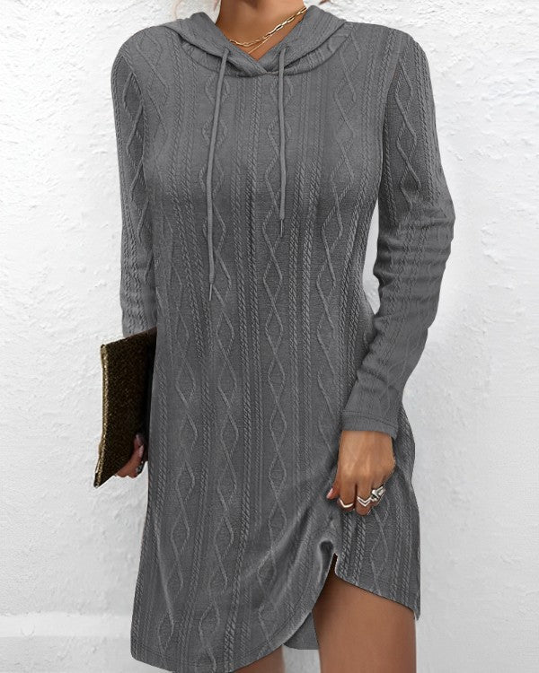 Damen Hoodie-Kleid mit Struktur und seitlichem Schlitz Drune