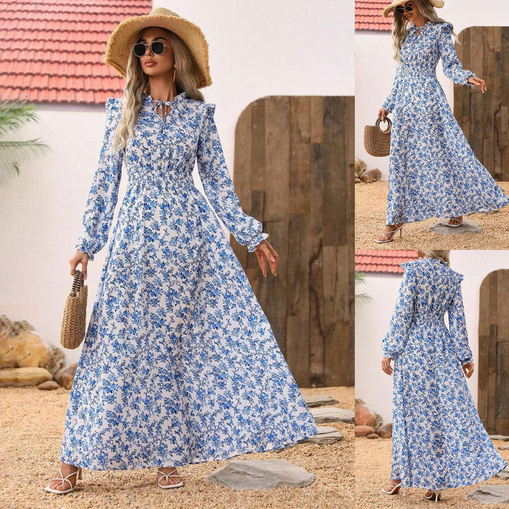 Valenzora | Floral Long Sleeve Elegant Women's Long Dress