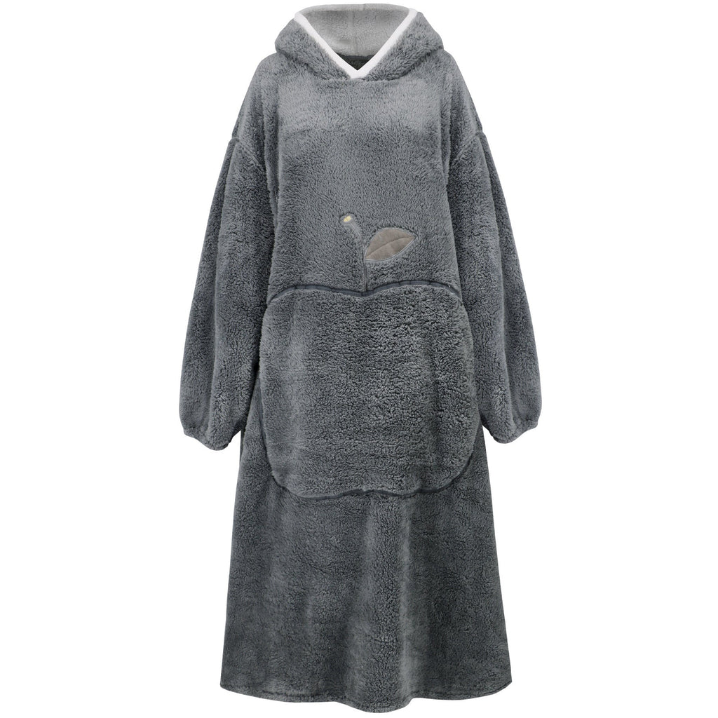 Damen Kuschel-Kapuzendecke mit großen Taschen und Kontrastfutter, Größe
