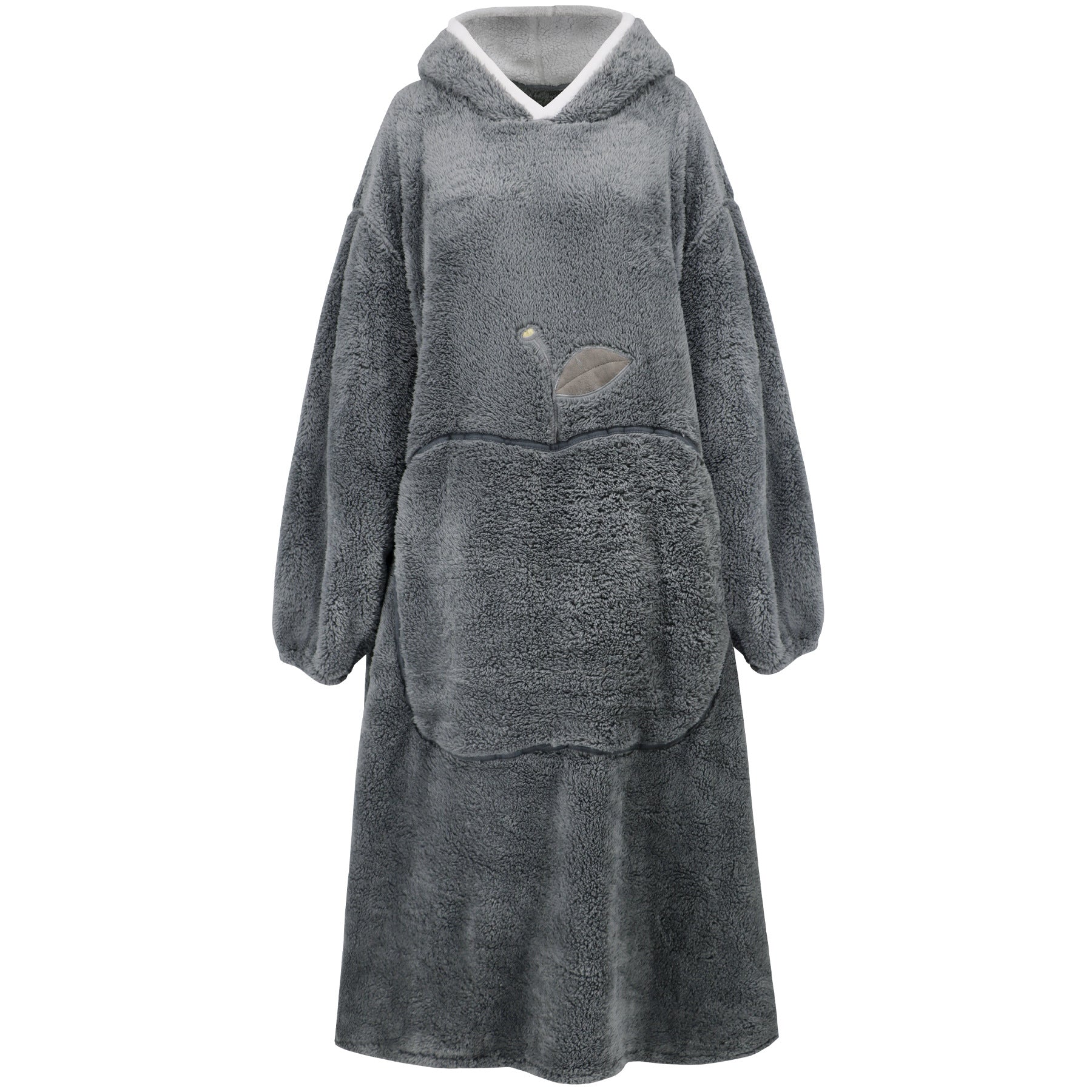 Damen Kuschel-Kapuzendecke mit großen Taschen und Kontrastfutter, Größe