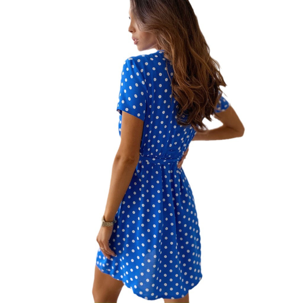 Valenzora | Short-sleeved V-neck elasticated tie dress