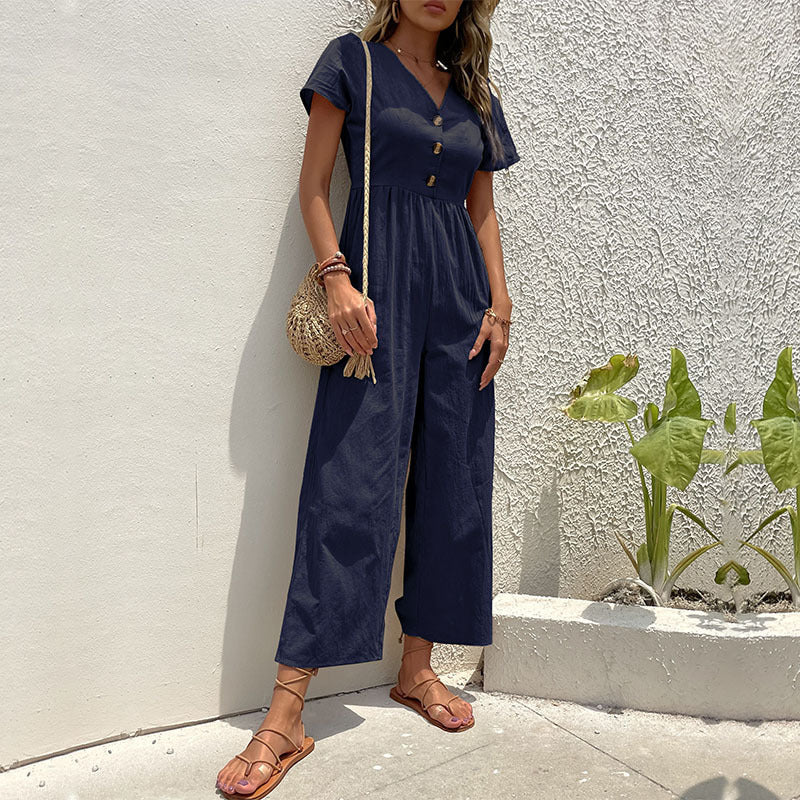 Damen-Jumpsuit mit Knopfdetails und luftigem Schnitt, Größe S