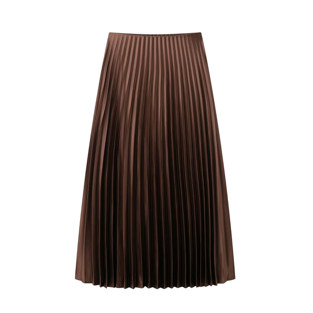 ValenzoraMODE | Summer Satin Feel Pleated Midi Skirt