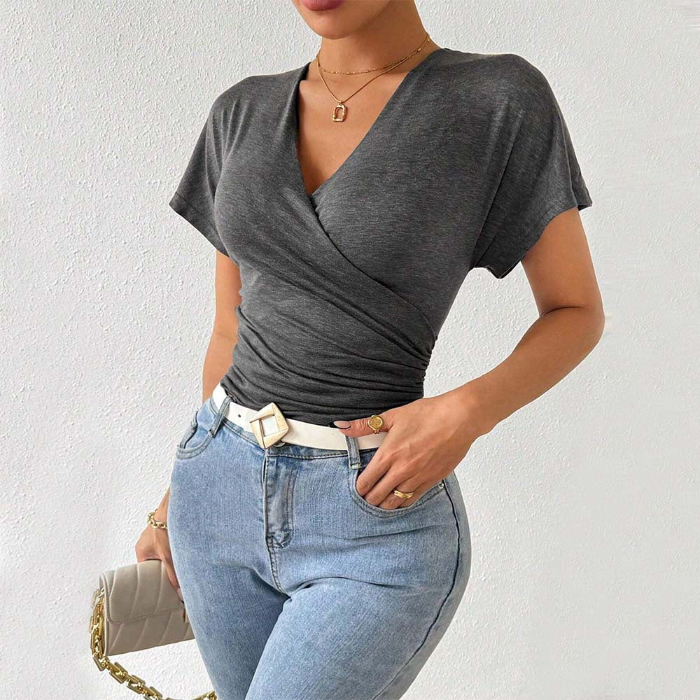 Damen-Wickeltop mit raffinierten Raffungen, Größe S