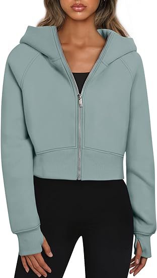 Women's short-cut hooded jacket with zipper, size