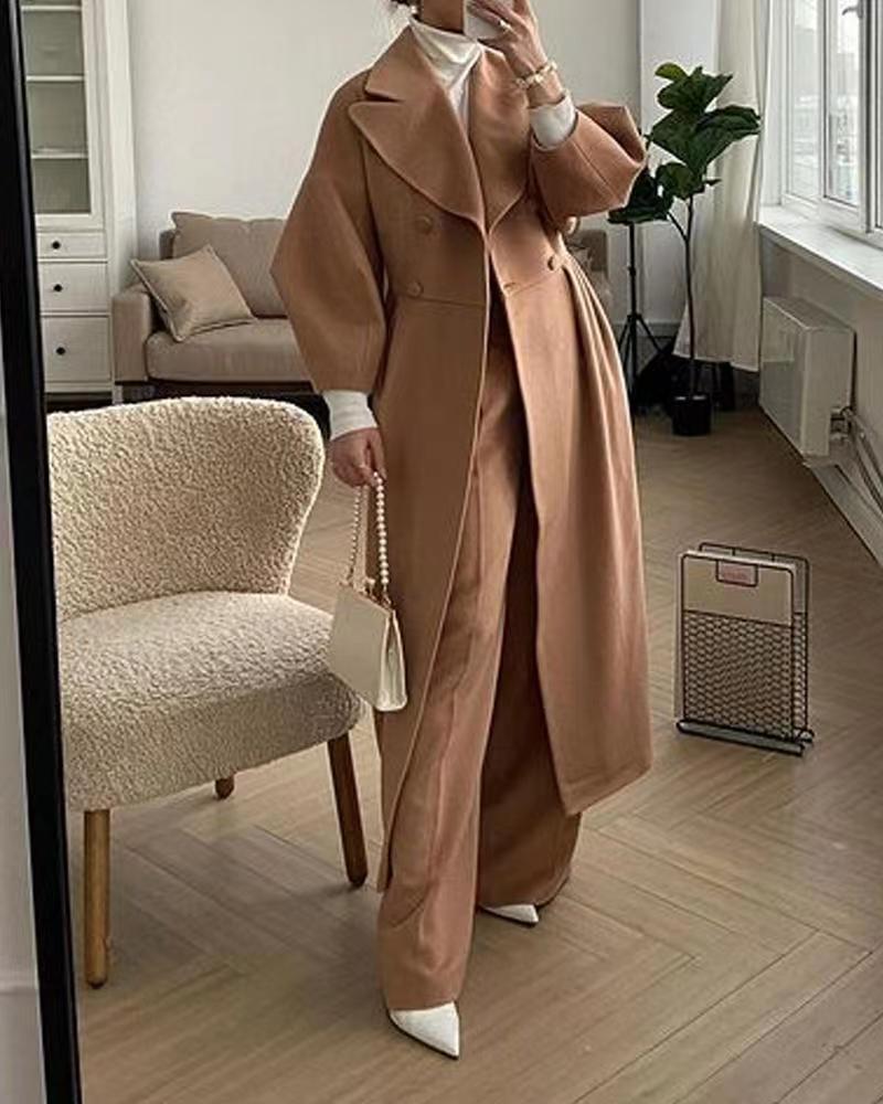 Damen Maxicoat Oversized mit Schulter-zu-Schulter-Oberteil und zweifarbiger Vorderseite, Größe