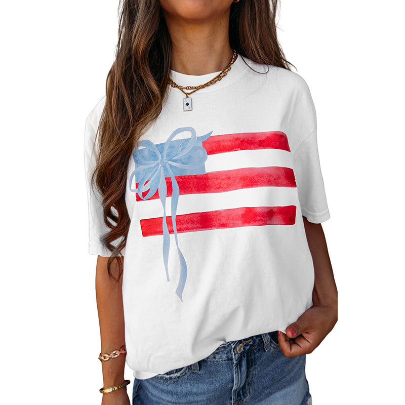 Damen-T-Shirt mit künstlerischem Flaggenmotiv, Größe