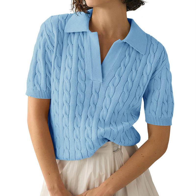 Valenzora | Pullover mit Polokragen und Zopfmuster