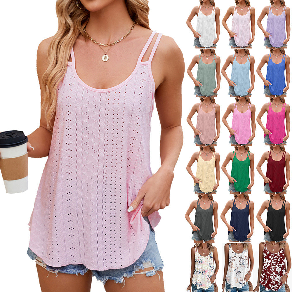 Valenzora | Einfarbiges ärmelloses Camisole-Oberteil mit Rundhalsausschnitt