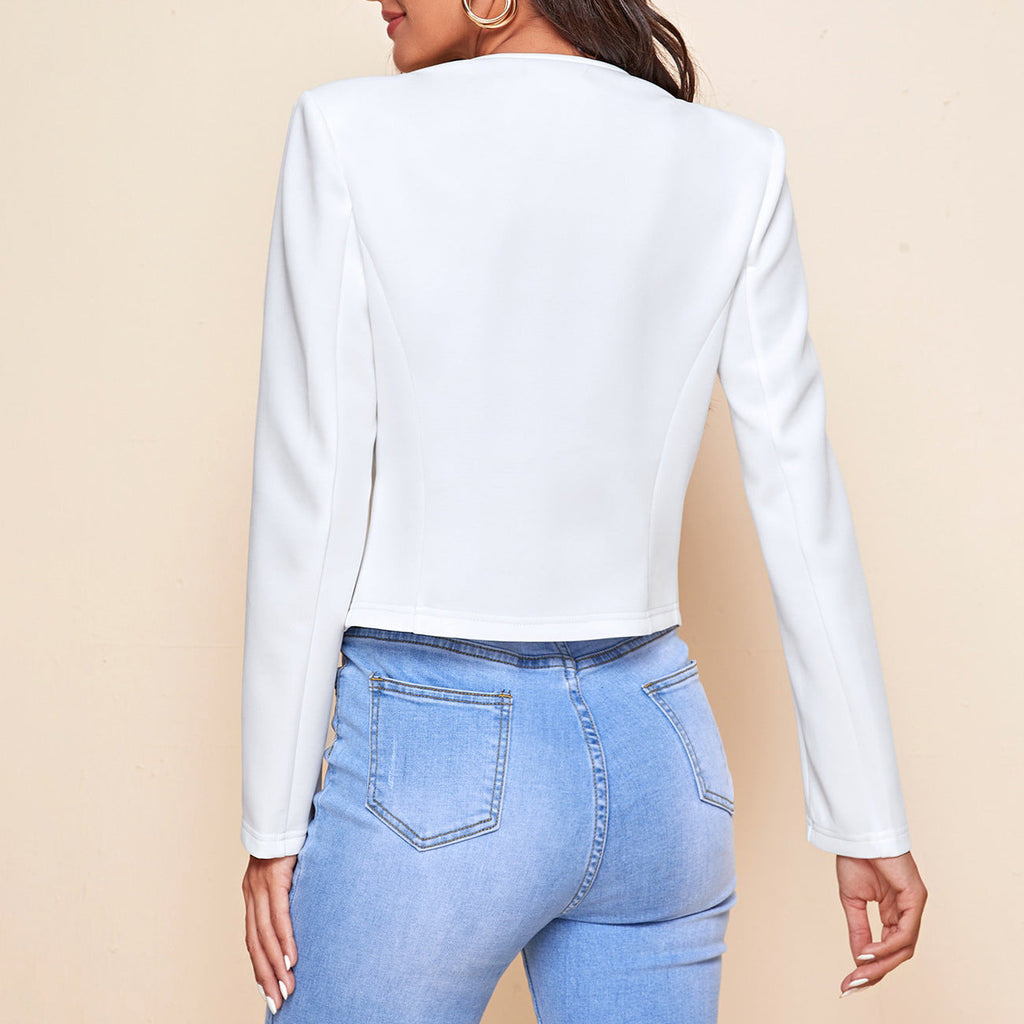 Valenzora | Plain color, long-sleeved, open-front jacket