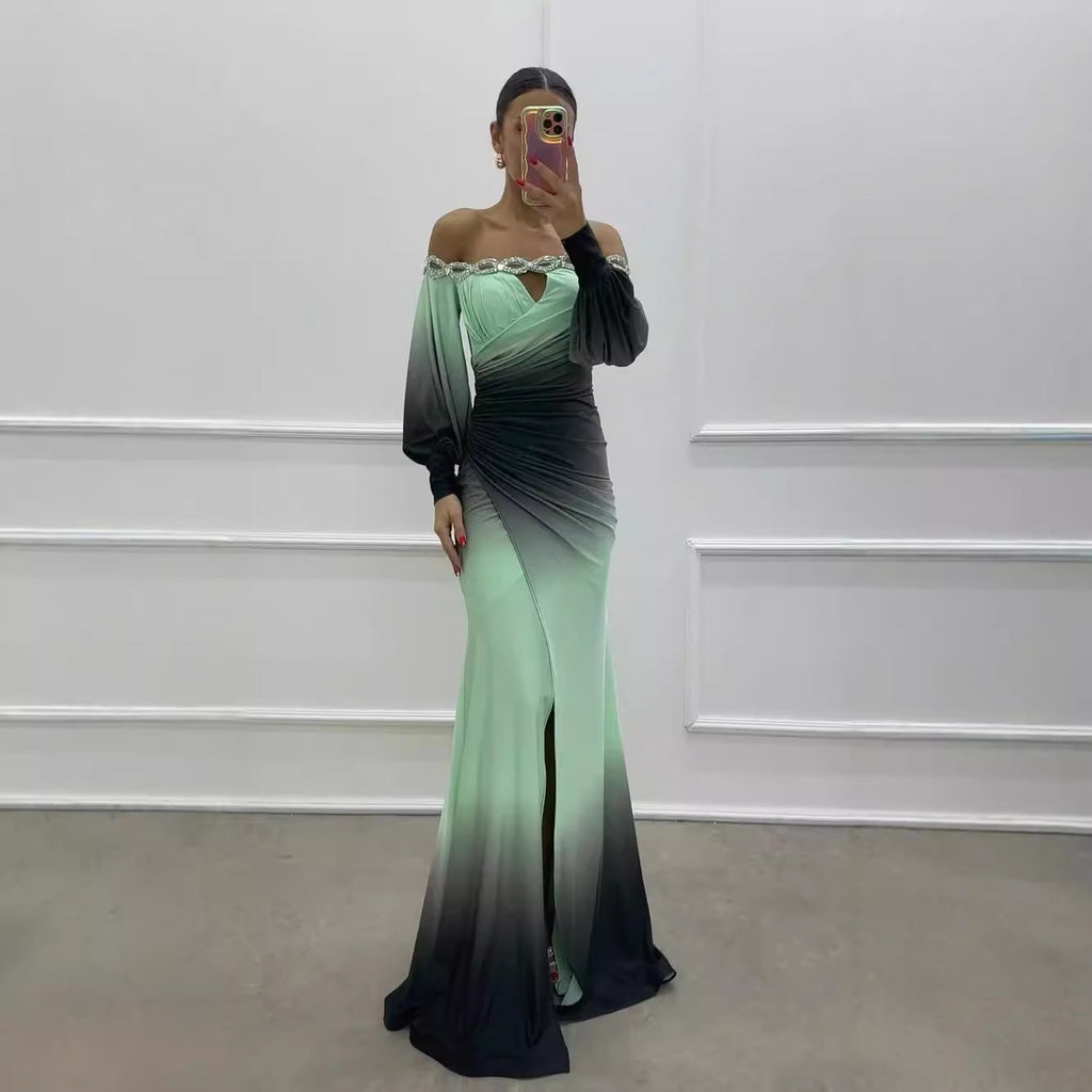 Valenzora | Party dress with camisole and positioned slit in a wide A-line silhouette