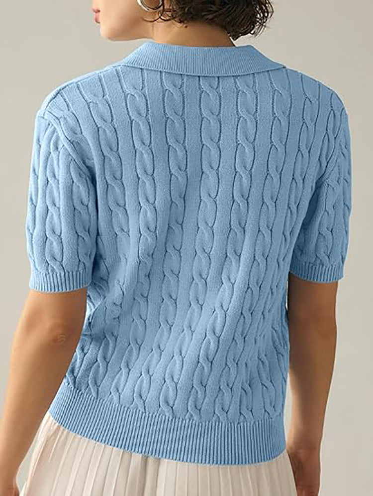Valenzora | Pullover mit Polokragen und Zopfmuster