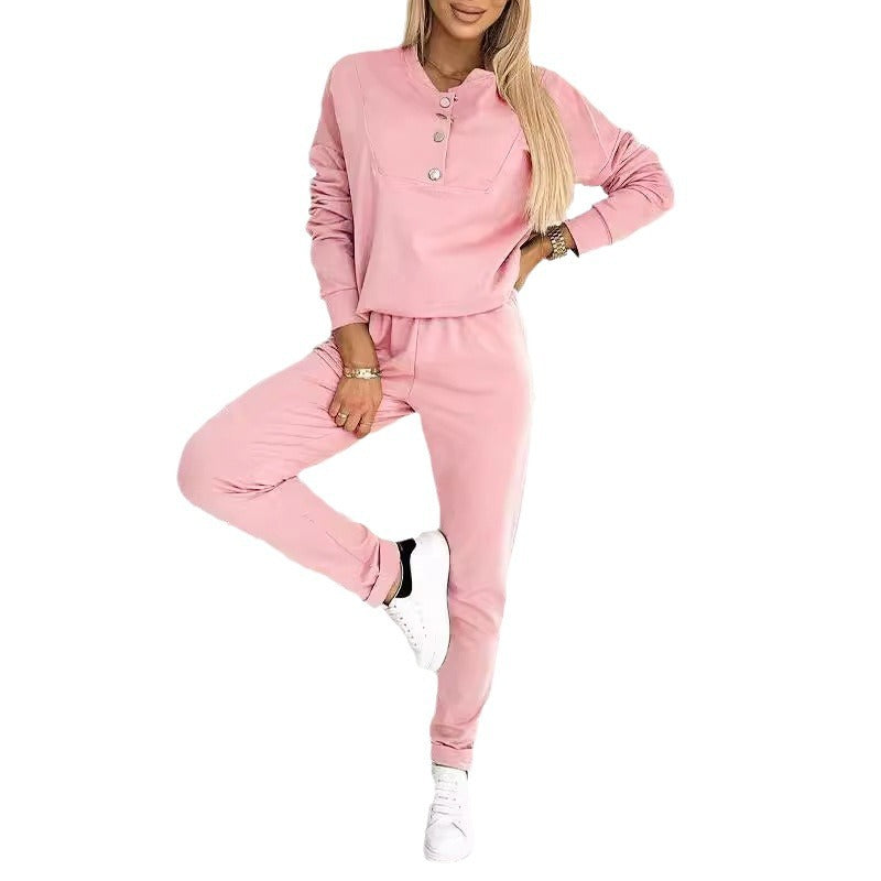 Damen Freizeit-Jumpsuit mit asymmetrischem Ausschnitt und Knopfdetails