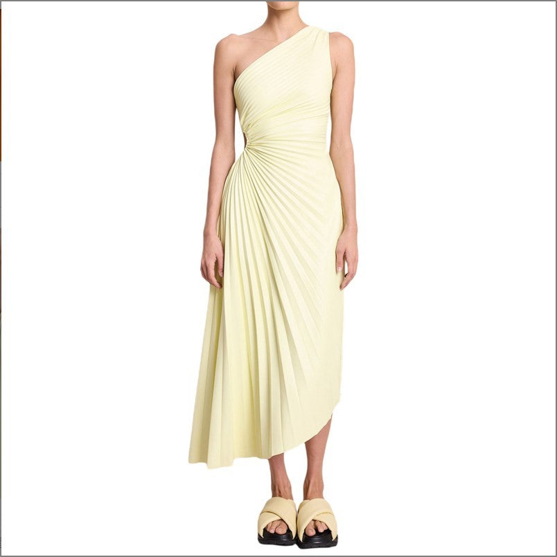 Valenzora | One Shoulder Pleated Midi Dress
