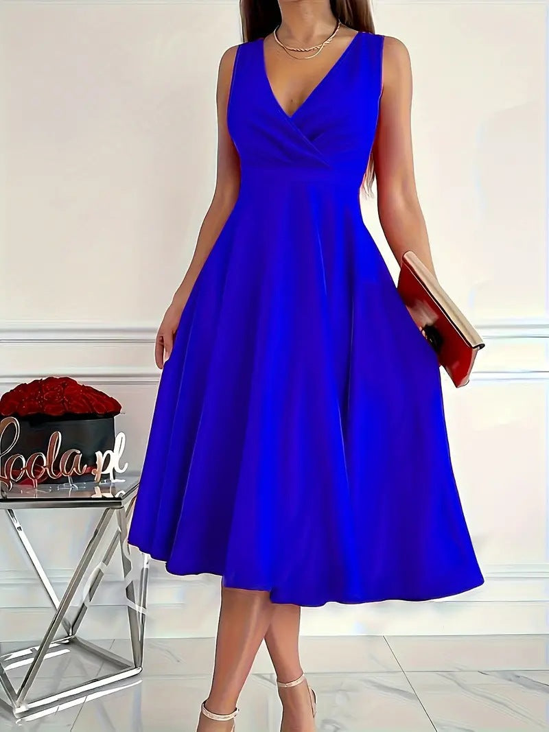 Valenzora | Solid color tank dress with asymmetrical neckline