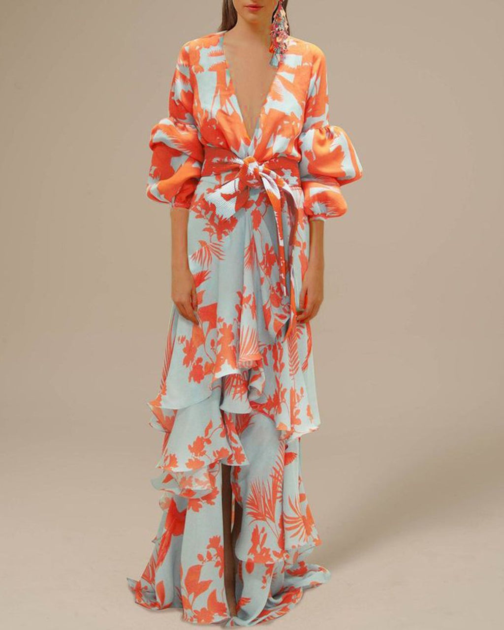 Valenzora | Printed Chiffon Party Dress