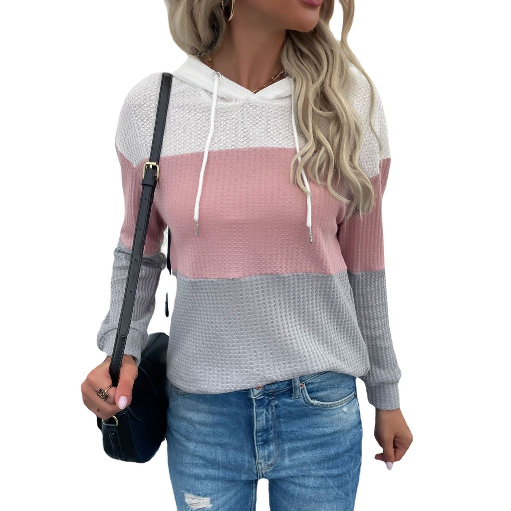 Damen Freizeit-Hoodie aus strukturiertem Material mit modischem Color-Block-Design, Größe S