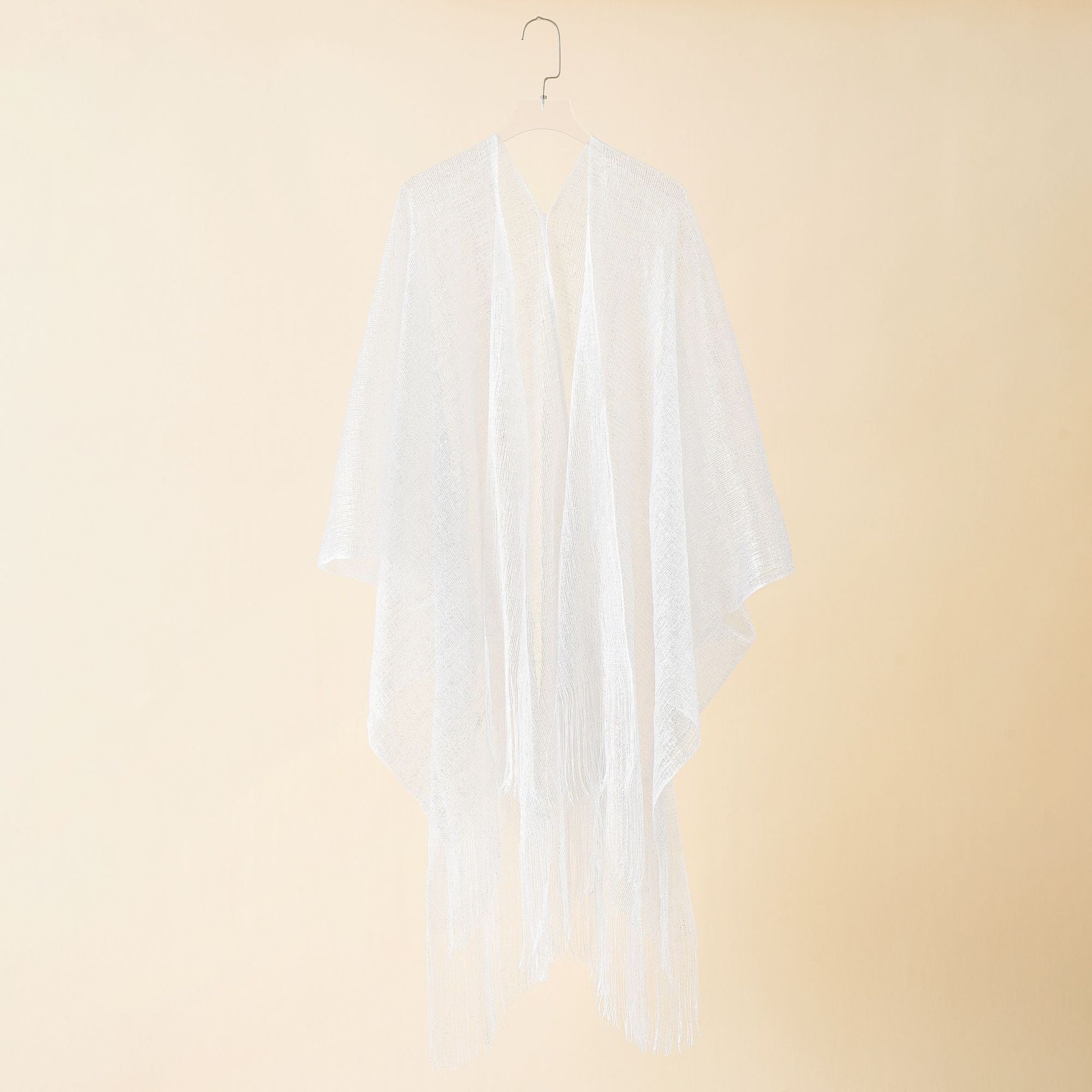 Women's fringed kimono in a transparent, airy fabric, size Valenzora