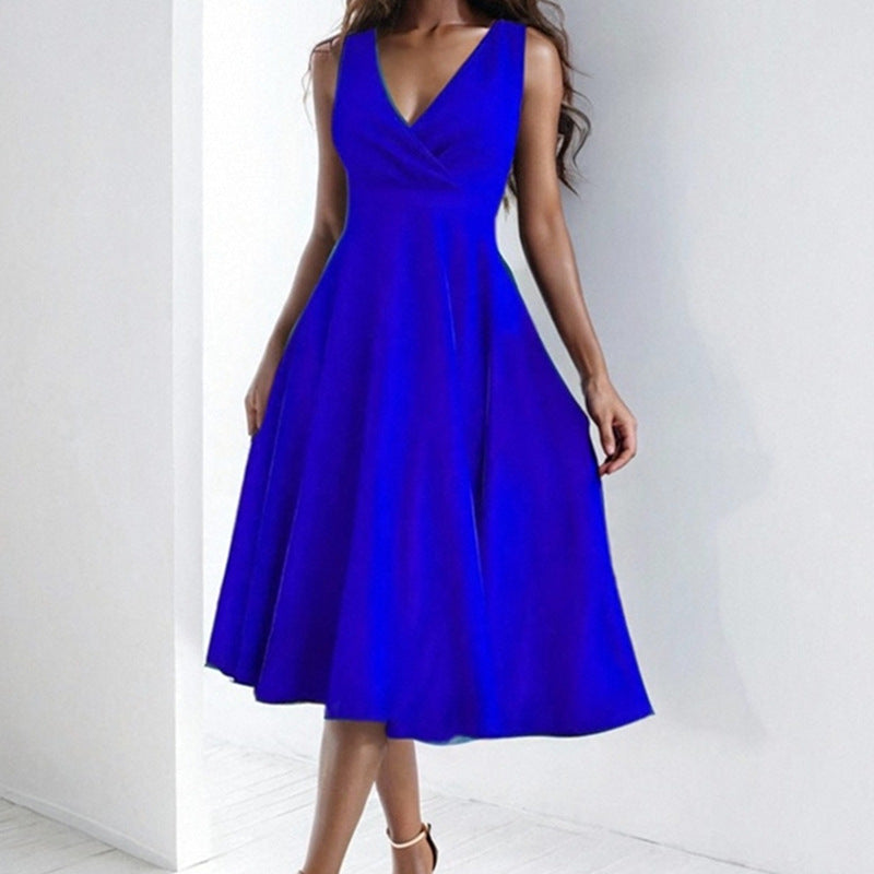 Elegantes und luftiges Damenkleid mit V-Ausschnitt, Größe