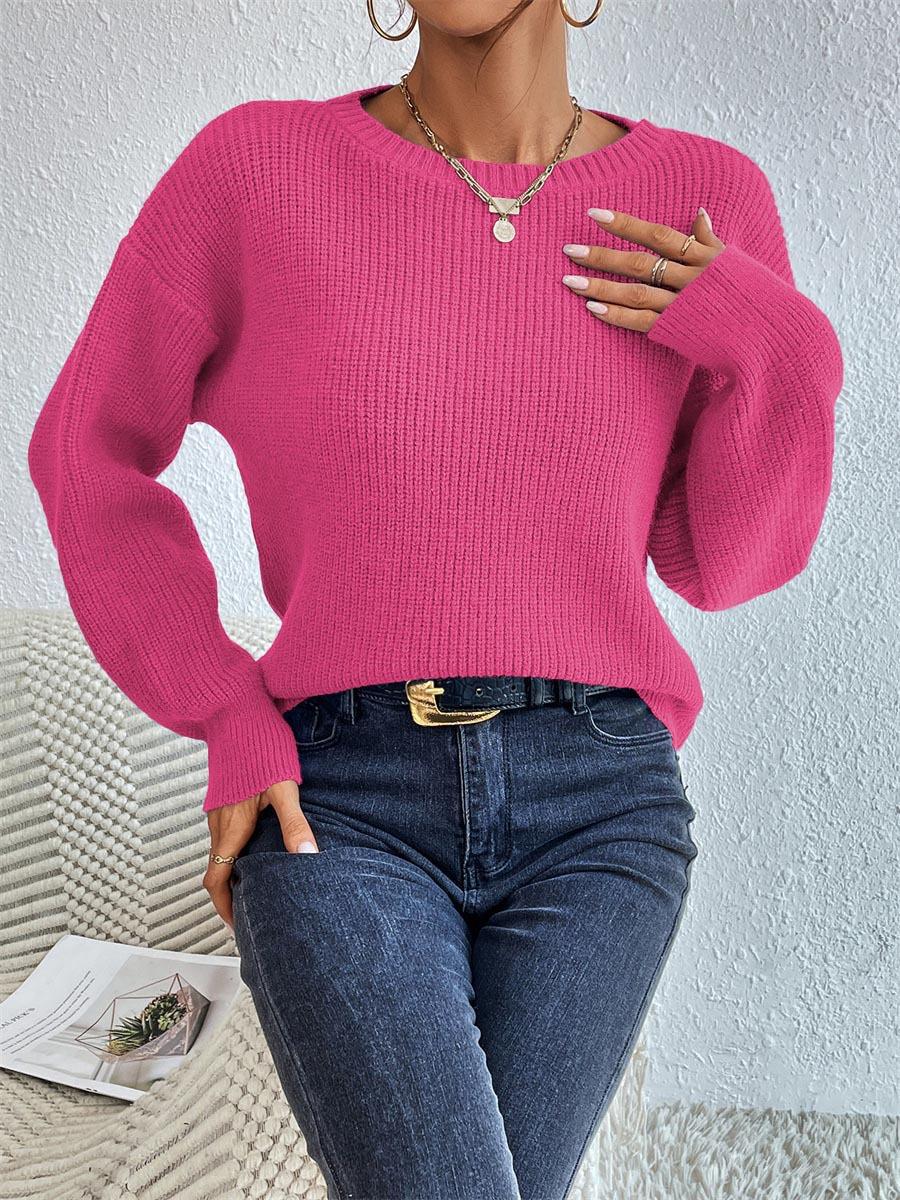 Damen Freizeit-Strickpullover mit entspannter Passform und eleganten Rippdetails, Größe [size]